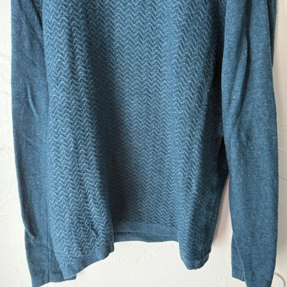 Royal Robbins Vintage 90s Mens Wool Teal Blue Herringbone Knit Sweater L Grandpa